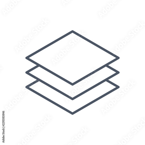 Minimalist layer icon vector, stacked layers symbol for UI UX design, graphic design layers line icon, modern paper stack sign