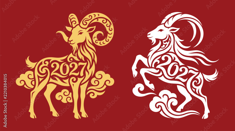 Fototapeta premium Celebrating the year of the goat in 2027 intricate vector designs reflecting tradition prosperity and the spirit of the lunar new year