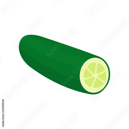 Minimalist Green Cucumber Vector Illustration for Healthy Food, Fresh Produce, Salad and Kitchen Design