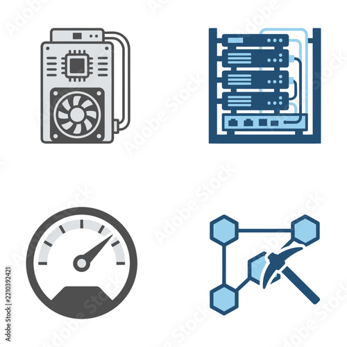 Computer hardware and technology icons set