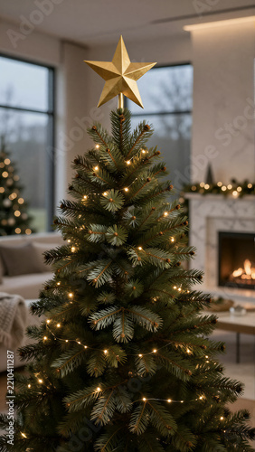 Modern Minimalist Golden Christmas Star Tree Topper
