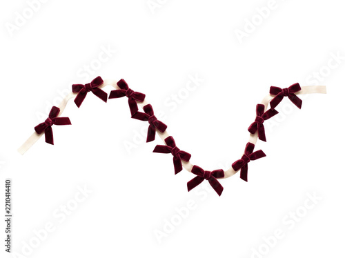 Obraz na plátně Burgundy Velvet Bows On Cream Ribbon