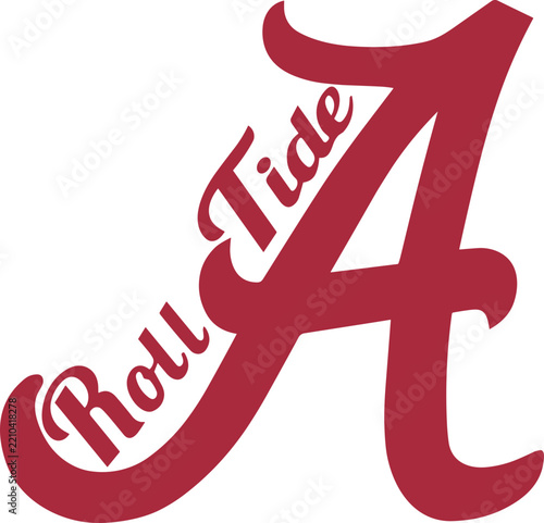 Roll Tide Crimson Script A Logo SVG, Alabama College Football Cut File, Crimson and White Spirit Design