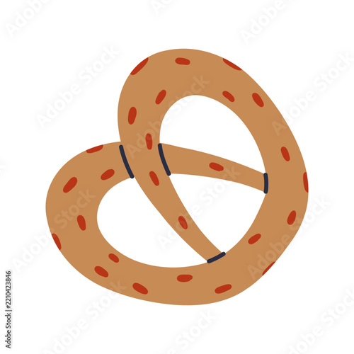Traditional Pretzel Bread Flat Vector Illustration