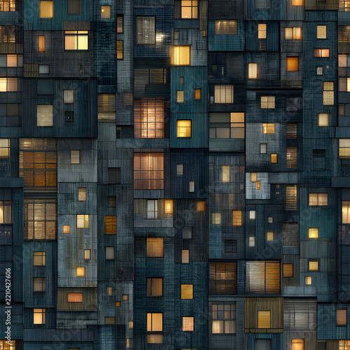 Detailed Midnight City Windows Seamless Pattern