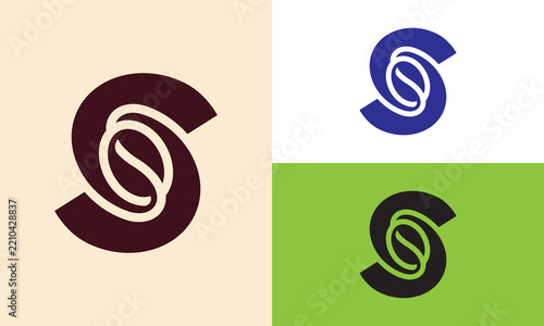 Modern Minimalist Letter S And Coffee Bean Logo