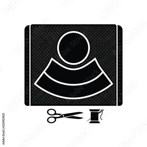 Stylized Icon of a Person with Sewing Tools.
