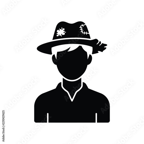 Stylized Silhouette of a Person Wearing a Hat.