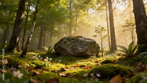 A serene forest - olive green low-key backdrop