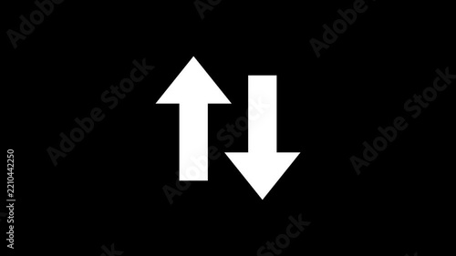 Minimalist white arrow icons pointing up and down on a black background, representing exchange, direction, sorting, or data transfer concepts
