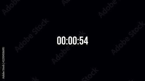 One minute countdown animation with alpha channel, 1 minute circle countdown timer from 60 to 0 second on transparent background, 60 seconds 4k countdown video