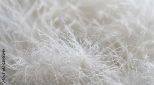 Macro photography of white swan feather down. Soft textured bird plumage close up