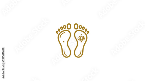 Gold Buddha Footprints with Lotus Symbol Vector Icon for Spiritual and Meditation Design