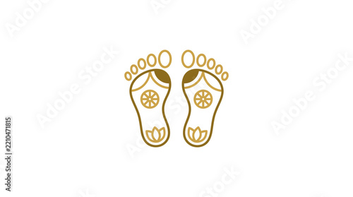 Golden illustration of Goddess Lakshmi feet symbol for Hindu religious festivals and rituals