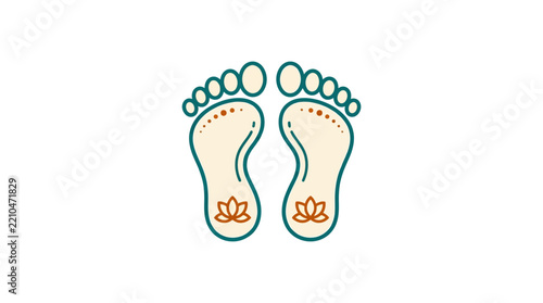 Vector illustration of feet with lotus flower symbols, perfect for spa, wellness, and holistic health