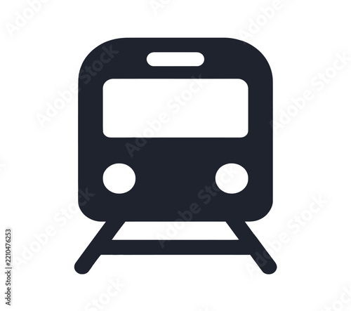 Subway train front icon minimalist black symbol for railway transit systems and urban public transportation navigation design.