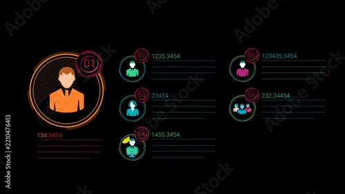 Business Team Organizational Network with Employee Profiles and Digital Connection Interface