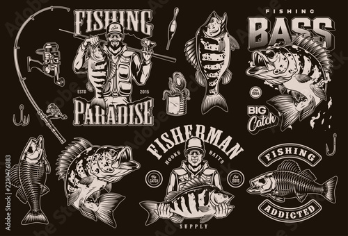 Fishing themed design with bold