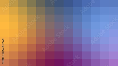 Modern minimalist colorful pixel mosaic background with yellow blue and purple square blocks for digital technology concepts, retro gaming wallpaper and contemporary graphic template