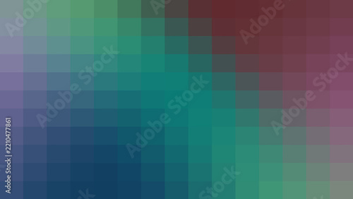 Modern minimalist pixel art mosaic background with smooth color transitions in cool blue and warm red tones for digital technology concepts, gaming graphics, and creative web layouts