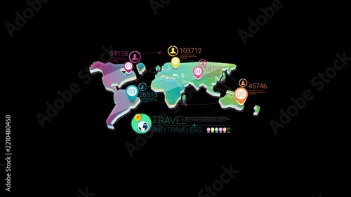 3D Global Travel Network with World Map, Location Pins and International Tourism Concept