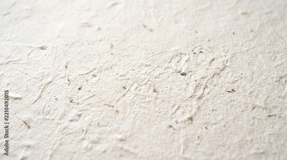 Fototapeta premium Handmade paper displays natural organic fibers and rough textures on a creamy beige craft surface.
