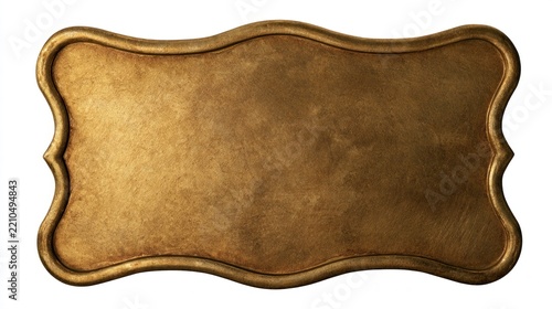 Vintage Gold Ornate Plaque Isolated on White Background