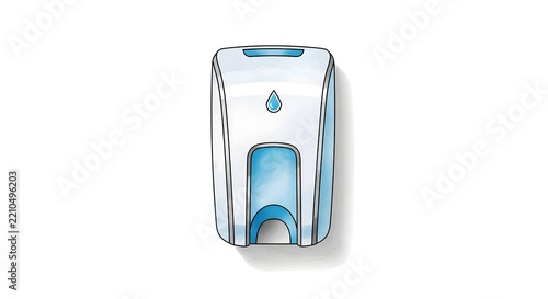Modern Wall-Mounted Automatic Hand Sanitizer Dispenser Illustration Promoting Hygiene and Cleanliness in Public and Private Spaces with a Sleek Design