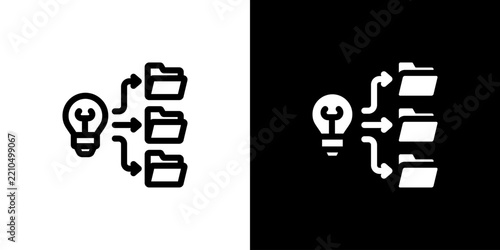 Obraz na płótnie Knowledge Repository Database icon concept with flat Black White Background. Vector illustration.