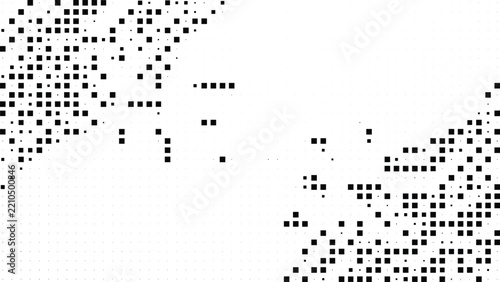 Abstract halftone pattern with black square pixels
