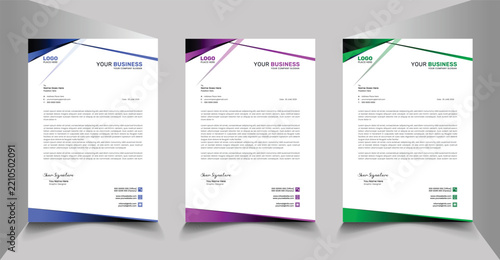 Minimal Corporate Business Letterhead Design Template with Logo Space for Company Branding