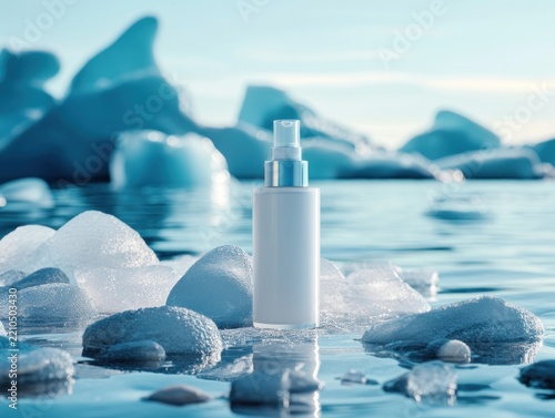 White spray bottle on icebergs