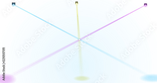 Stage light beams isolated on transparent background, colorful spotlights with lens flare effect for event production spotlight