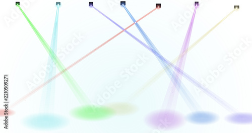 Stage light beams isolated on transparent background, colorful spotlights with glowing light effects for event production spotlight