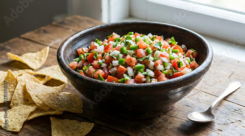 Fresh Pico de Gallo Salsa with Crispy Tortilla Chips