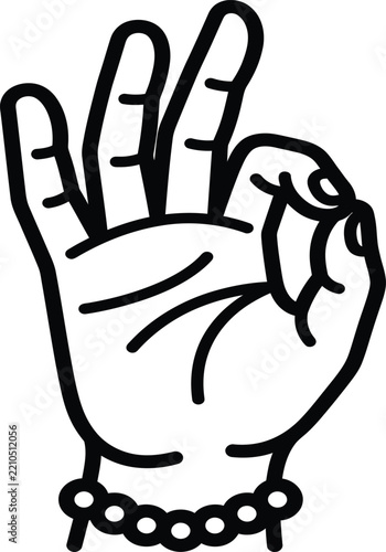 hand making a mudra gesture Black and white 