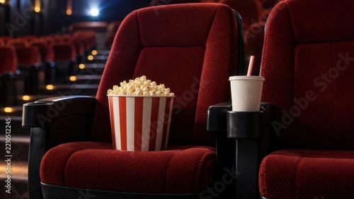 Cinema Seats with Popcorn and Drink Ready for Movie Screening
