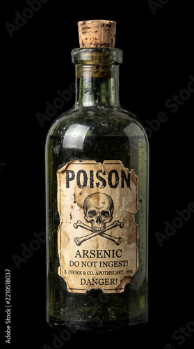 Vintage Poison Bottle with Skull and Crossbones Label, Spooky Witch's Apothecary Prop, Halloween aesthetic  