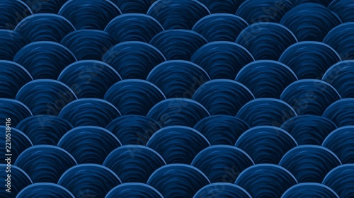 Traditional Japanese Seigaiha Wave Seamless Pattern Background in Shades of Blue