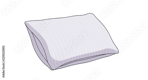 Soft lavender striped sleeping pillow with comfortable design rests on white background for bedroom decoration concept.