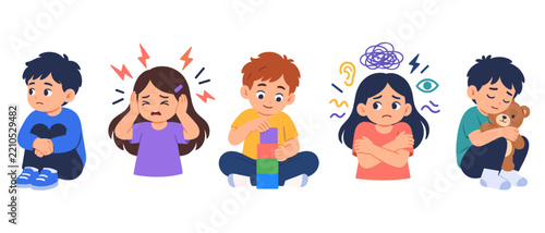 Children expressing different emotions and feelings