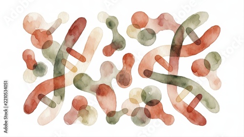 Abstract Watercolor Art with Organic Shapes in Warm and Pale Tones