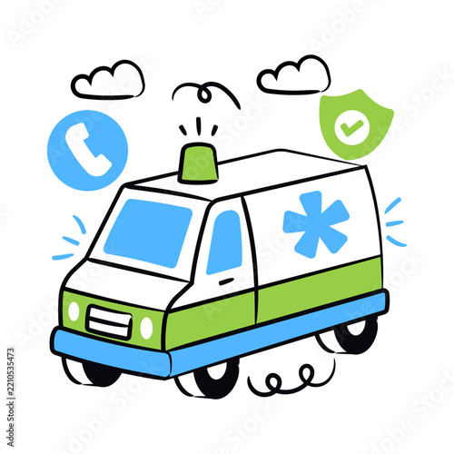 Vector design of ambulance, medical emergency vehicle