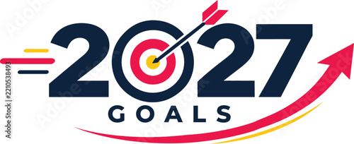 2027 New Year Goals Typography with Target and Success Concept Design