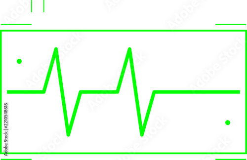 Advanced Medical Vital Signs Interface Element Showing Heart Rate Waves And Glowing Green Biological Monitoring