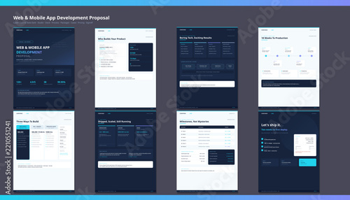 Web Mobile App Development Proposal Template Tech Pitch Deck Vector Layout A4