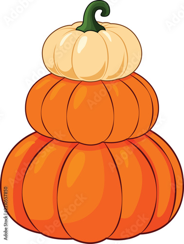 Three Tier Pumpkin Stack Illustration Halloween Autumn Harvest Vector Design