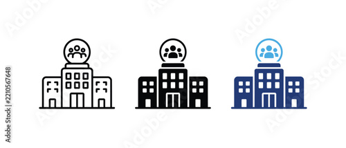 Obraz na plátně Corporate company building aur business headquarters icon, enterprise organization aur office establishment symbol, building sign, corporate graphic