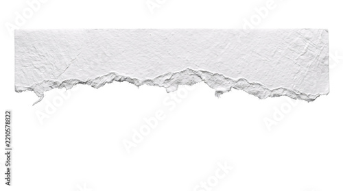 White torn paper edge texture jagged on isolated background