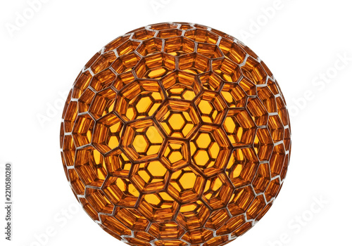 Close-up of mosaic soccer ball with hexagonal pattern